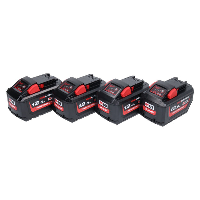 Milwaukee M18 HB12 High Output Akku Set 4x 18 V 12,0 Ah / 12000 mAh Li-Ion ( 4x 4932464260 ) mit Ladestandsanzeige - Toolbrothers