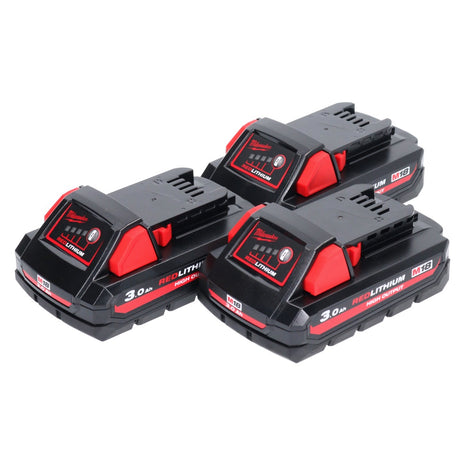 Milwaukee M18 HB3 High Output 3x 18 V 3,0 Ah / 3000 mAh Li-Ion Akku ( 3x 4932471069 ) mit Ladestandsanzeige - Toolbrothers