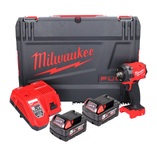 Milwaukee M18 FIW2F12-502X Akumulatorowy klucz udarowy 18 V 339 Nm 1/2" bezszczotkowy ( 4933478444 ) + 2x akumulator 5,0 Ah + ładowarka + pudełko HD