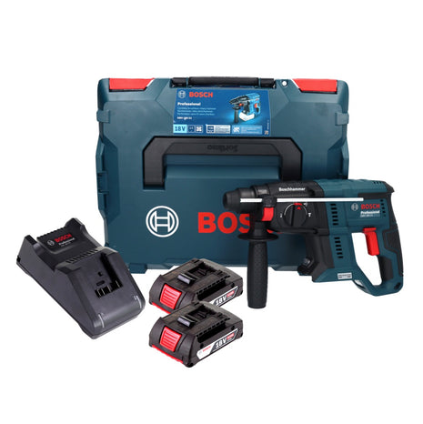 Bosch GBH 18V-21 Profesjonalny akumulatorowy młot udarowo-obrotowy 18 V 2,0 J bezszczotkowy + 2x akumulator 2,0 Ah + ładowarka + L-BOXX