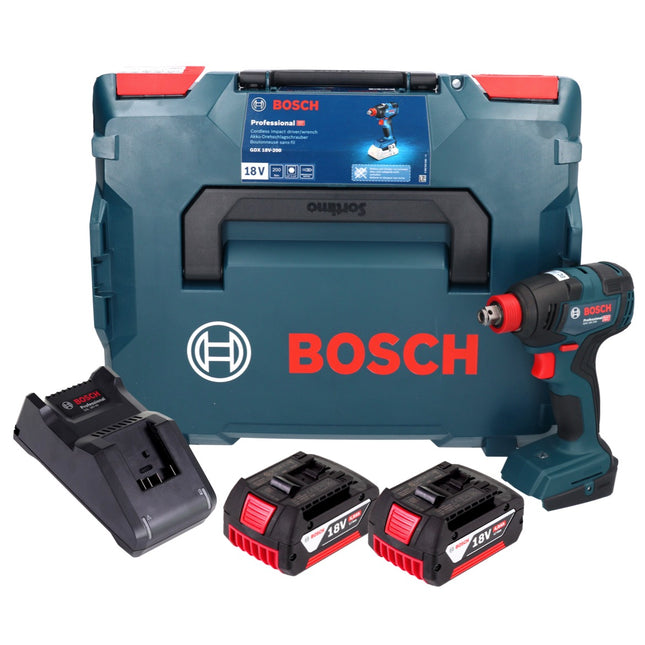 Bosch GDX 18V-200 Profesjonalny akumulatorowy klucz udarowy 18 V 200 Nm bezszczotkowy + 2x akumulator 4,0 Ah + ładowarka + L-BOXX