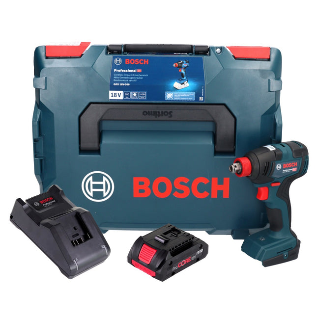 Bosch GDX 18V-200 Profesjonalny akumulatorowy klucz udarowy 18 V 200 Nm bezszczotkowy + 1x akumulator ProCORE 4,0 Ah + ładowarka + L-BOXX