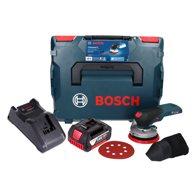 Bosch GEX 18V-125 Profesjonalna akumulatorowa szlifierka oscylacyjna bezszczotkowa 18 V 125 mm + 1x akumulator 4,0 Ah + ładowarka + L-BOXX
