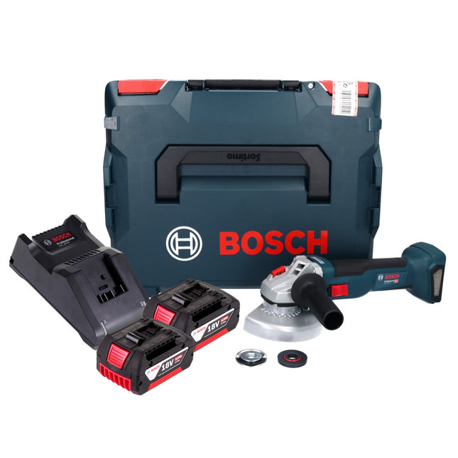 Bosch GWS 18V-10 Professional akumulatorowa szlifierka kątowa 18 V 125 mm bezszczotkowa + 2x akumulator 4,0 Ah + ładowarka + L-Boxx
