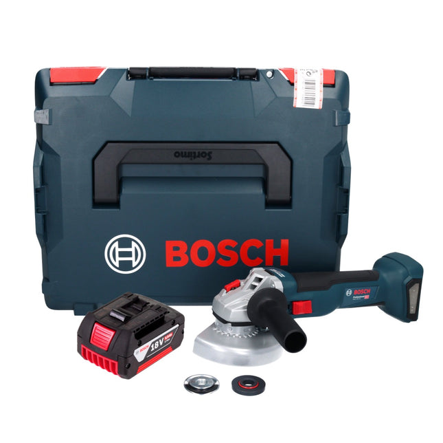 Bosch GWS 18V-10 Profesjonalna akumulatorowa szlifierka kątowa 18 V 125 mm bezszczotkowa + 1x akumulator 5,0 Ah + L-Boxx - bez ładowarki