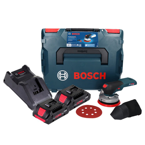 Bosch GEX 18V-125 Professional Akku Exzenterschleifer 18 V 125 mm Brushless + 2x ProCORE Akku 4,0 Ah + Ladegerät + L-BOXX