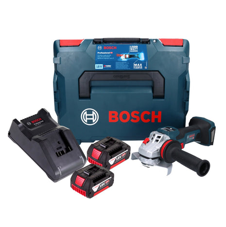 Bosch GWS 18V-15 SC Professional Akku Winkelschleifer 18 V 125 mm Brushless + 2x Akku 4,0 Ah + Ladegerät + L-BOXX