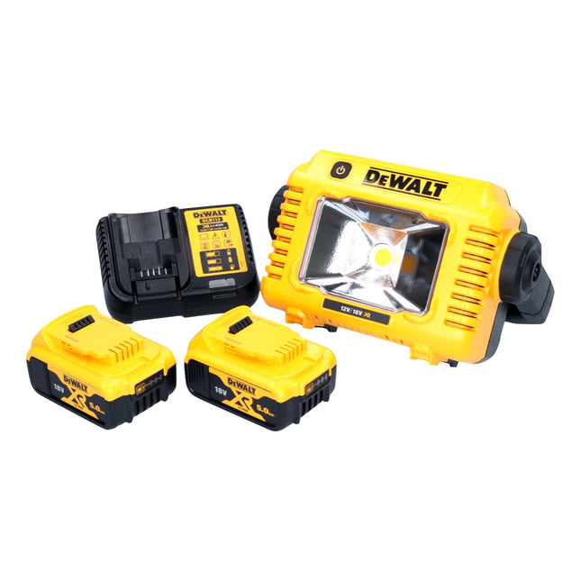 Akumulatorowy reflektor roboczy LED DeWalt DCL 077 P2 12 V 18 V 2000 lm IP54 + 2x akumulator 5,0 Ah + ładowarka