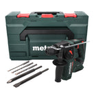 Metabo BH 18 LTX BL 16 akumulatorowa wiertarko-wkrętarka udarowa 18 V 1,3 J SDS plus Brushless + 5-częściowy zestaw wierteł i dłut + metaBOX - bez akumulatora, bez ładowarki