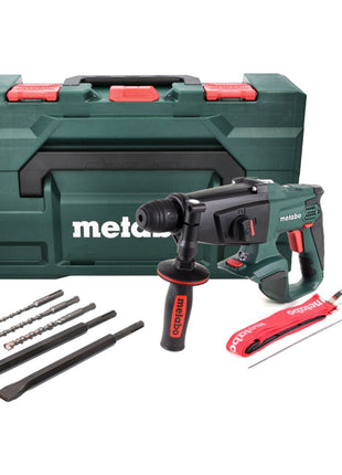 Marteau combiné sans fil Metabo KHA 18 LTX 18 V 2,2 J SDS Plus + jeu de 5 forets et burins + métaBOX - sans batterie, sans chargeur