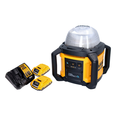 Foco de obra a batería DeWalt DCL 074 D2 18 V 5000 lm 4000 Kelvin + 2x baterías 2,0 Ah + cargador