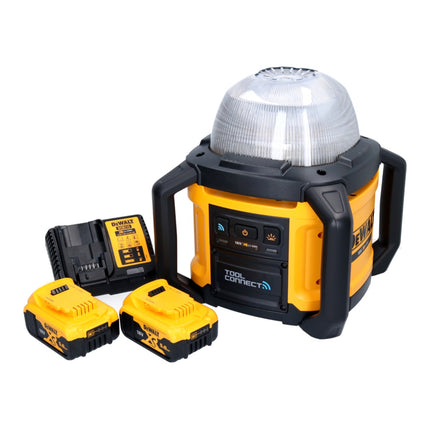 DeWalt DCL 074 P2 Akumulatorowy naświetlacz budowlany 18 V 5000 lm 4000 Kelwinów + 2x akumulator 5,0 Ah + ładowarka