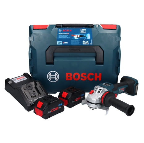 Bosch GWS 18V-15 SC Professional amoladora angular a batería 18 V 125 mm sin escobillas + 2x batería ProCORE 8,0 Ah + cargador + L-BOXX