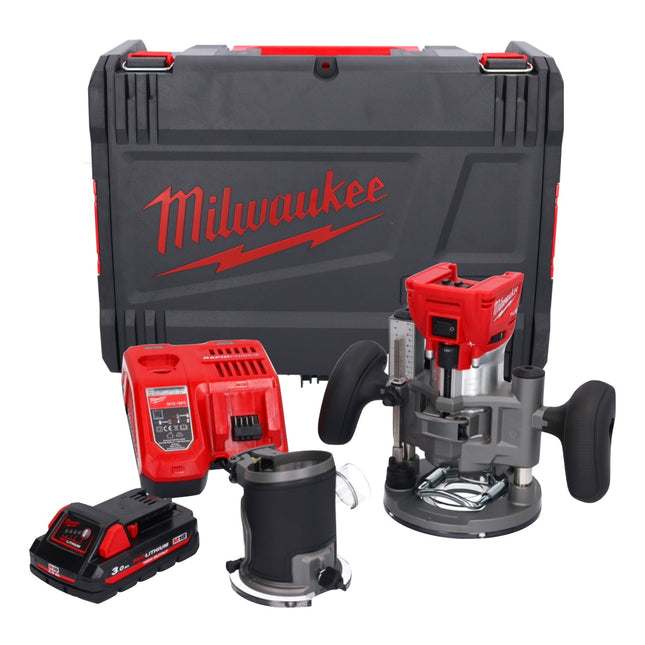 Milwaukee M18 FTR-301X frezarka akumulatorowa 18 V bezszczotkowa + 1x akumulator 3,0 Ah + ładowarka + moduły frezarki + skrzynka HD