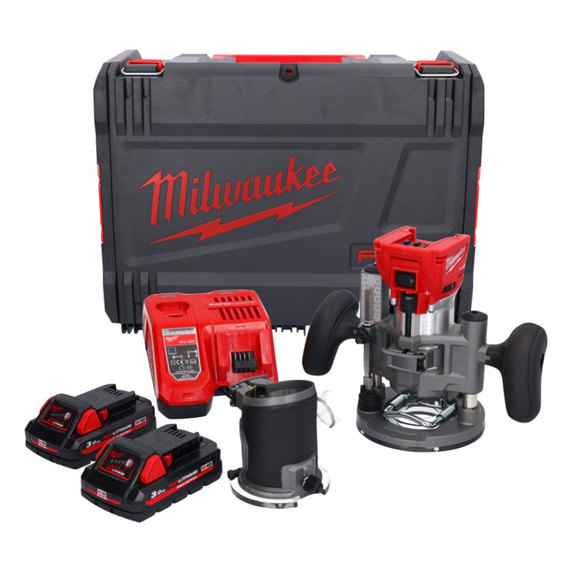 Milwaukee M18 FTR-302X frezarka akumulatorowa 18 V bezszczotkowa + 2x akumulator 3,0 Ah + ładowarka + moduły frezarki + skrzynka HD