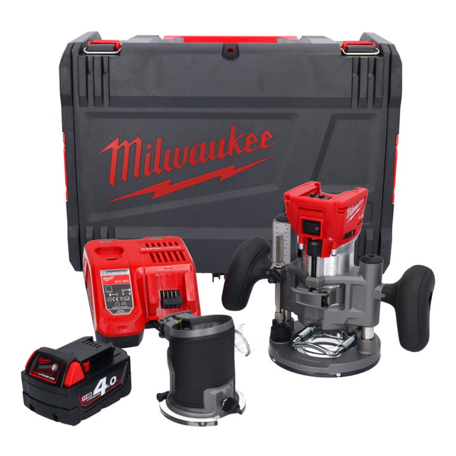 Milwaukee M18 FTR-401X frezarka akumulatorowa 18 V bezszczotkowa + 1x akumulator 4,0 Ah + ładowarka + moduły frezarki + skrzynka HD
