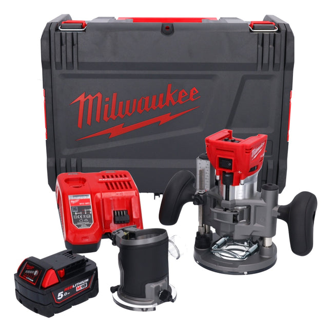 Milwaukee M18 FTR-501X frezarka akumulatorowa 18 V bezszczotkowa + 1x akumulator 5,0 Ah + ładowarka + moduły frezarki + skrzynka HD