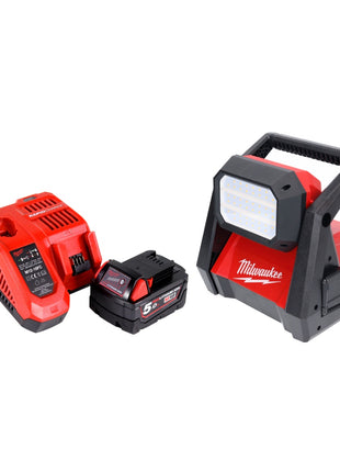 Milwaukee M18 HOAL-501FC Akku LED Lampe Baustrahler 18 V 4000 lm + 1x Akku 5,0 Ah + Ladegerät