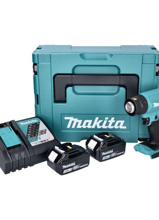 Makita DHG 180 RFJ Akku Heißluftgebläse 18 V 550 °C + 2x Akku 3,0 Ah + Ladegerät + Makpac - Toolbrothers