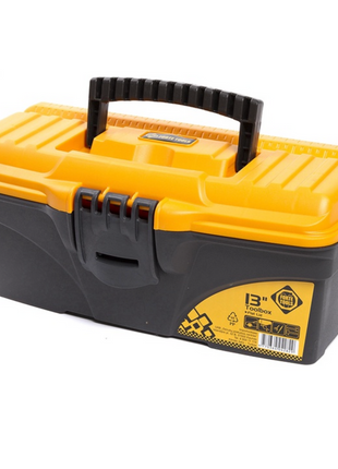 FORTE Tools Toolbox in 16,5x13,6x32 cm, Werkzeugkoffer, Koffer mit Metall-Laschen und internen Organizer, herausnehmbar, abschließbar ( 000051144545 ) - Toolbrothers