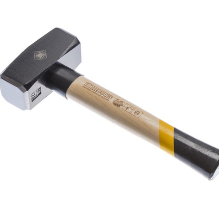 FORTE TOOLS Fäustel mit Holzgriff, 2000 g Kopfgewicht, Hammer mit Holzstiel, Premium Werkzeug, geschmiedet, doppelter Ringkeil, lackierter Kopf ( 000051151043 )