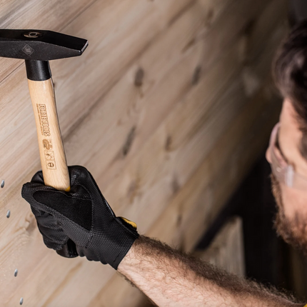 FORTE TOOLS Schlosserhammer mit Holzgriff, 100 g Kopfgewicht, Hammer mit Holzstiel, Premium Werkzeug, geschmiedet, doppelter Ringkeil, lackierter Kopf ( 000051151020 )