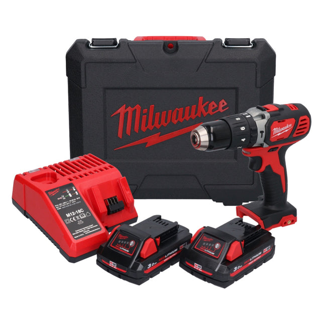 Milwaukee M18 BPD-302C akumulatorowa wiertarka udarowa 18 V 60 Nm + 2x akumulator 3,0 Ah + ładowarka + walizka