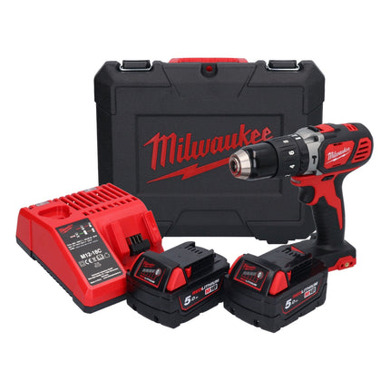 Milwaukee M18 BPD-502C akumulatorowa wiertarka udarowa 18 V 60 Nm + 2x akumulator 5,0 Ah + ładowarka + walizka