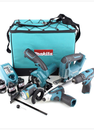 Makita DK 1474 X1 10,8 Li-Ion Akku Werkzeug Set mit 5 Maschinen + 3x Akku + Lader in Tasche - Toolbrothers