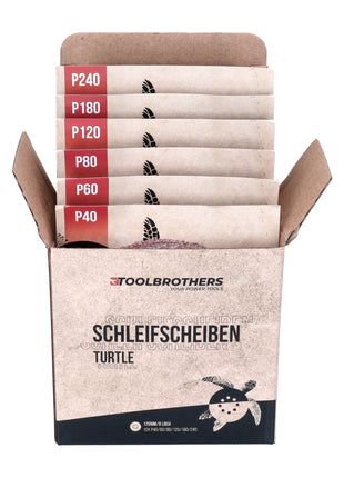 DBO 180 Z Akku Exzenterschleifer 18 V 125 mm + Toolbrothers TURTLE Schleifpapier Set - ohne Akku, ohne Ladegerät, Ideal für Heimwerker, Schleifen, fest montierte Staubbox - Toolbrothers