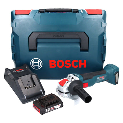 Bosch GWX 18V-10 Profesjonalna akumulatorowa szlifierka kątowa 18 V 125 mm X-LOCK Brushless + 1x akumulator 2,0 Ah + ładowarka + L-Boxx