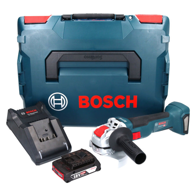 Bosch GWX 18V-10 Profesjonalna akumulatorowa szlifierka kątowa 18 V 125 mm X-LOCK Brushless + 1x akumulator 2,0 Ah + ładowarka + L-Boxx