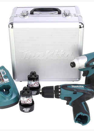 Makita LCT 204 X2 10,8 V Li-Ion Akku Schrauberset - DF 330 D und TD 090 D mit 2x 1,3 Ah Akku, Lader im Alu Koffer - Toolbrothers