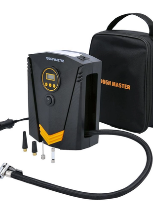 TOUGH MASTER Digitaler Reifenfüller 12 V, für Auto- und Fahrradreifen mit automatischer Abschaltung, 3x Adapterdüsen, 1x Ersatzsicherung ( TM-TС110D ) - Toolbrothers