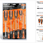 Zestaw wkrętaków magnetycznych WellCut, 8-częściowy, końcówka z rowkiem krzyżowym, stal chromowo-wanadowa, z miękkimi uchwytami ( WC-SD8 )