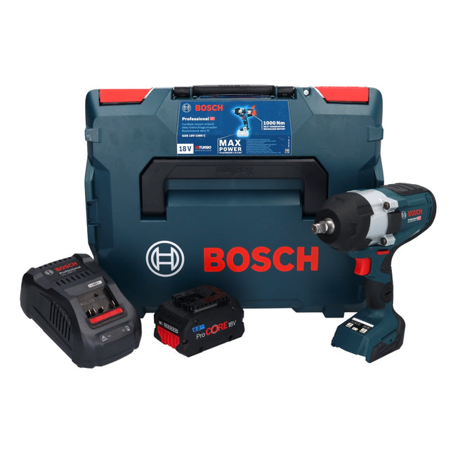 Bosch GDS 18V-1000 C Profesjonalna akumulatorowa wkrętarka udarowa 18 V 1000 Nm BITURBO Brushless + 1x akumulator ProCORe 8,0 Ah + ładowarka + moduł Bluetooth GCY 42 + L-Boxx