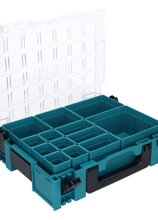 Makita MAKPAC 1 Organizer Kleinteilekoffer 395 x 295 x 110 mm ( 191X80-2 ) mit 13x Boxeinsatz