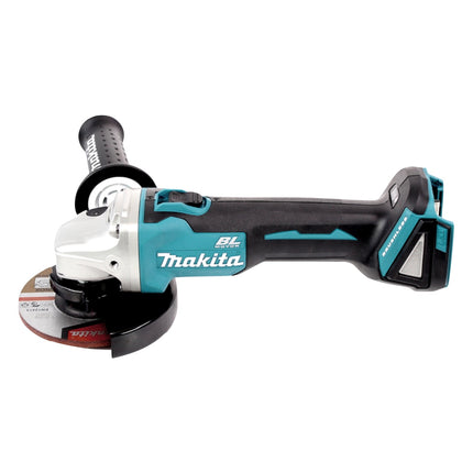 Makita DGA 504 RFJ3 akumulatorowa szlifierka kątowa 18 V 125 mm bezszczotkowa + 3x akumulator 3,0 Ah + ładowarka + 5x tarcza tnąca + Makpac