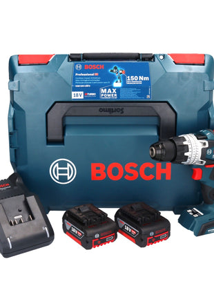 Bosch GSB 18V-150 C Professional Akku Schlagbohrschrauber 18 V 150 Nm Biturbo Brushless + 2x Akku 5,0 Ah + Ladegerät + L-Boxx