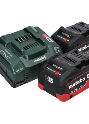 Metabo KH 18 LTX BL 28 Q taladro percutor inalámbrico 18 V 3 J SDS plus sin escobillas + 2 baterías 5,5 Ah + cargador + juego de cinceles perforadores de 5 piezas + metaBOX