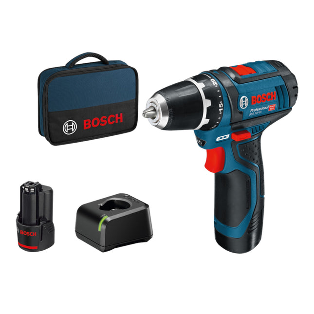 Bosch GSR 12V 15 Professional Akku Bohrschrauber 12 V 30 Nm 060186810F 2x Akku 2 0 Ah Ladegeraet Tasche 0 - toolbrothers