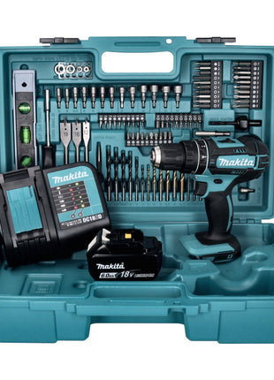 Makita DHP 482 SGX5 Akku Schlagbohrschrauber 18 V 62 Nm + 1x Akku 6,0 Ah + Ladegerät + 101 tlg. Zubehör Set + Koffer - Toolbrothers