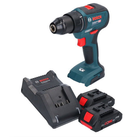 Bosch GSR 18V-55 Taladro atornillador inalámbrico profesional 18 V 55 Nm sin escobillas + 2 baterías ProCORE 4,0 Ah + cargador