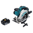 Makita DSS 610 T1 akumulatorowa pilarka tarczowa 18 V 165 mm + 1x akumulator 5,0 Ah - bez ładowarki