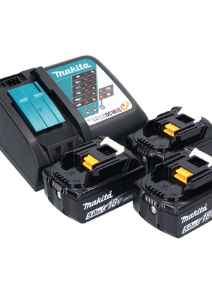 Makita DGA 504 RT3J akumulatorowa szlifierka kątowa 18 V 125 mm bezszczotkowa + 3x akumulator 5,0 Ah + ładowarka + Makpac