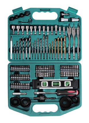 Makita DF 457 DWE 10 Akku Bohrschrauber 18 V 42 Nm G-Serie + 2x Akku 1,5 Ah + Ladegerät + 101 tlg. Bit Bohrer Set + Koffer