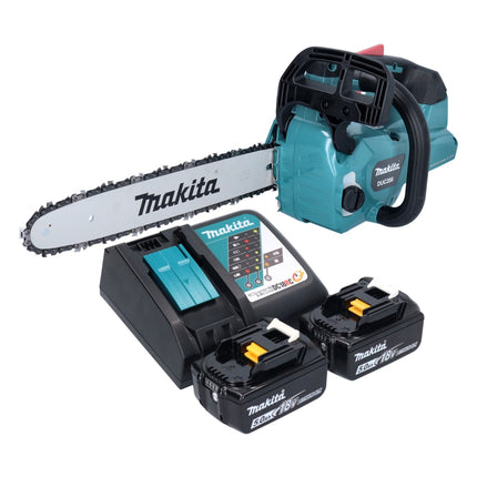 Makita DUC 356 RTB Akumulatorowa pilarka łańcuchowa 36 V ( 2x 18 V ) 35 cm bezszczotkowa + 2x akumulator 5,0 Ah + ładowarka