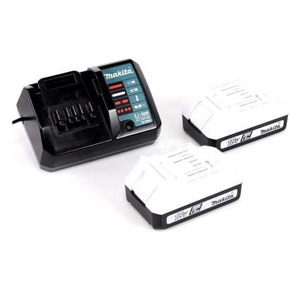 Akumulatorowa wiertarko-wkrętarka Makita DF 457 DWE 18 V 42 Nm seria G + akumulatorowe nożyce do żywopłotu Makita UH 522 DZ + 2x akumulator 1,5 Ah + ładowarka + 101-elementowy zestaw wierteł + walizka