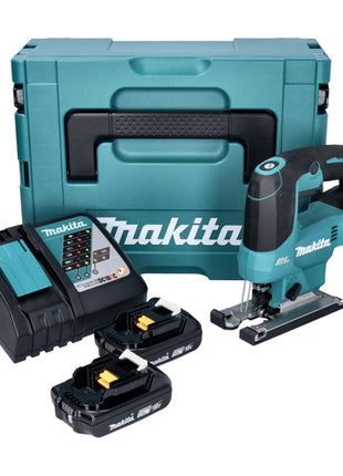 Makita DJV 184 RAJ Akku Pendelhub Stichsäge 18 V Brushless + 2x Akku 2,0 Ah + Ladegerät + Makpac