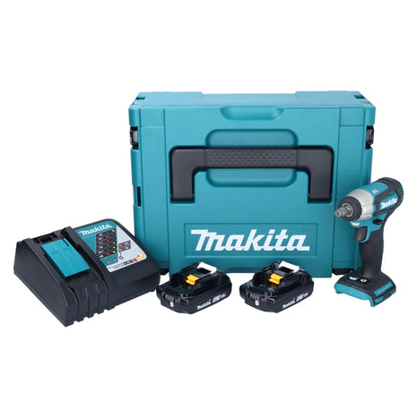 Makita DTW 181 RAJ Akku Schlagschrauber 18 V 210 Nm 1/2" Brushless + 2x Akku 2,0 Ah + Ladegerät + Makpac